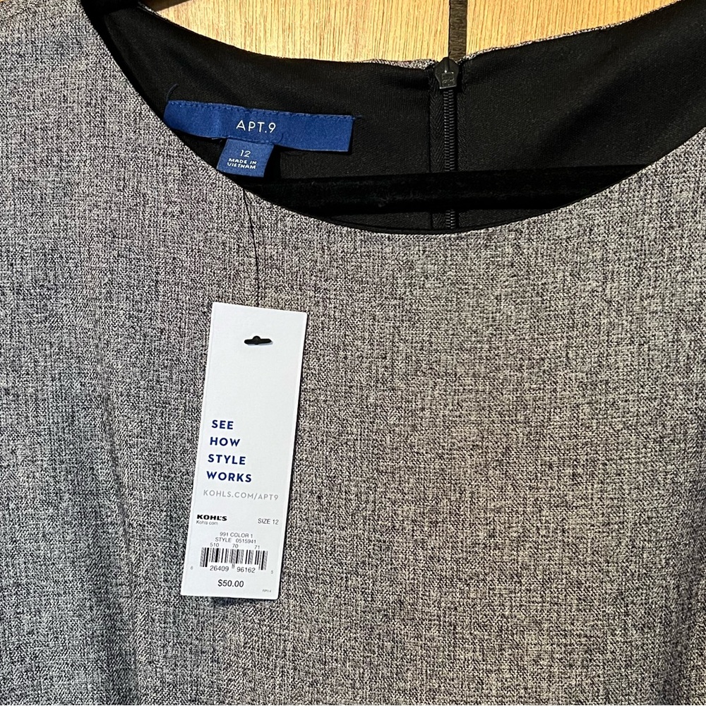 Apt. 9 Gray Sleeveless Shift Dress size 12 New With Tags - Picture 2 of 3